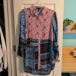Jessica Simpson Long-Sleeve Patterned Tunic